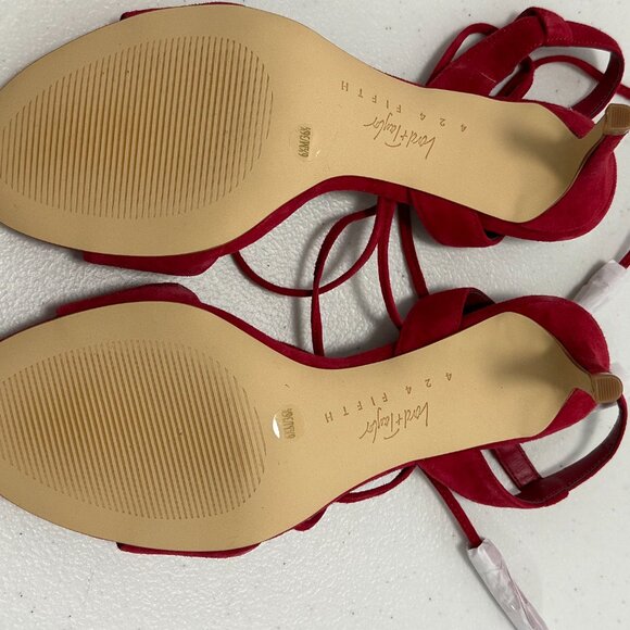 Red Suede Heeled Sandal - Picture 5 of 5